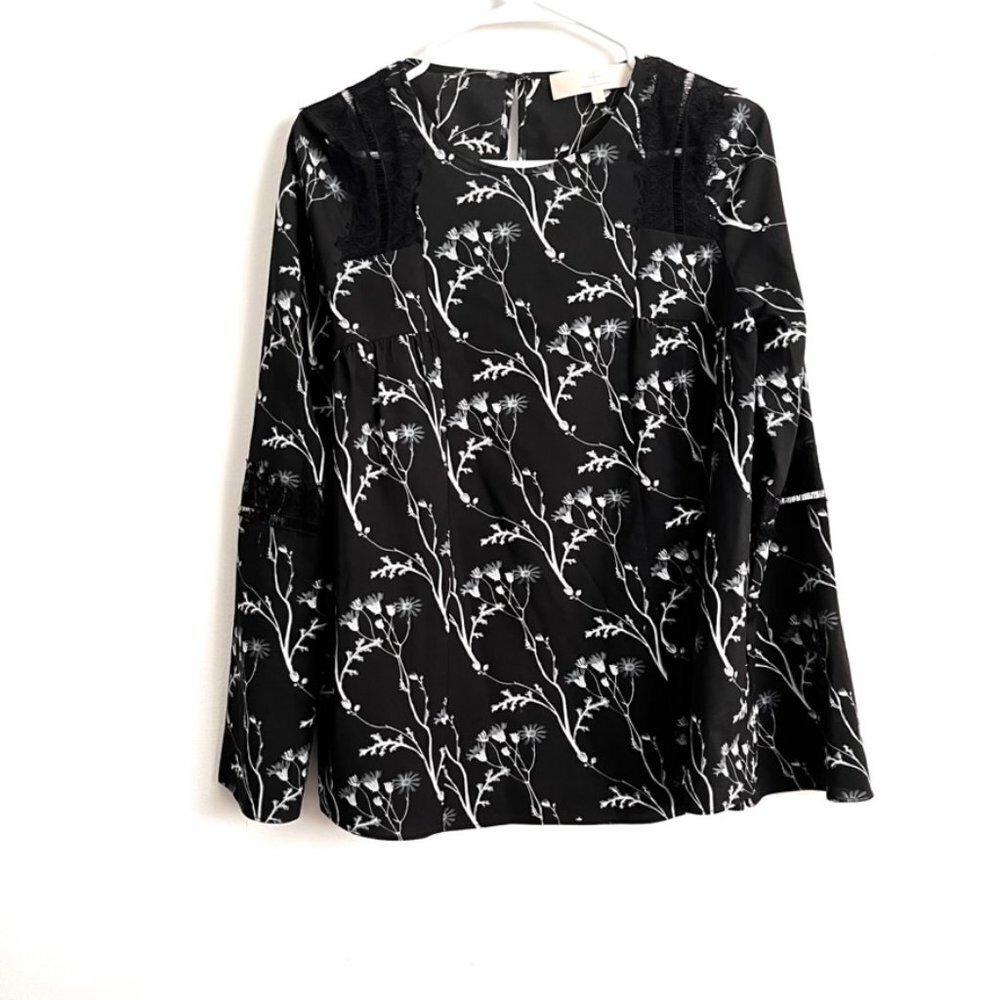 Thakoon addition floral black white top